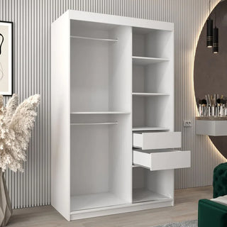 Vevey I Wooden Wardrobe 2 Sliding Doors 120cm In White