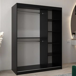 Vevey I Wooden Wardrobe 2 Sliding Doors 150cm In Black