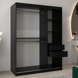 Vevey I Wooden Wardrobe 2 Sliding Doors 150cm In Black