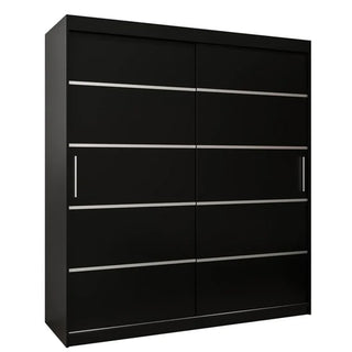 Vevey I Wooden Wardrobe 2 Sliding Doors 180cm In Black