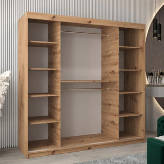 Vevey I Wooden Wardrobe 2 Sliding Doors 200cm In Artisan Oak