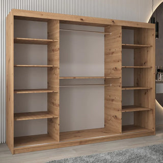 Vevey I Wooden Wardrobe 3 Sliding Doors 250cm In Artisan Oak