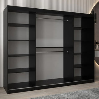 Vevey I Wooden Wardrobe 3 Sliding Doors 250cm In Black