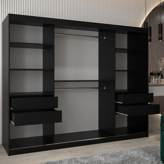 Vevey I Wooden Wardrobe 3 Sliding Doors 250cm In Black