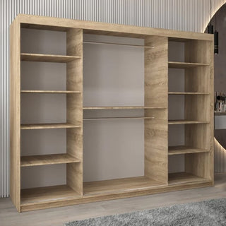 Vevey I Wooden Wardrobe 3 Sliding Doors 250cm In Sonoma Oak