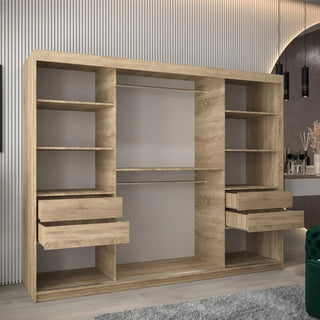 Vevey I Wooden Wardrobe 3 Sliding Doors 250cm In Sonoma Oak