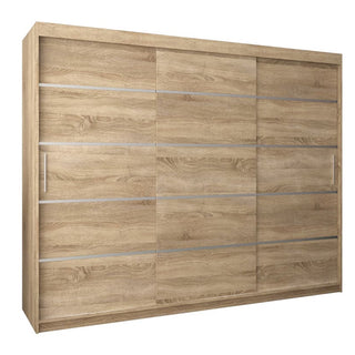 Vevey I Wooden Wardrobe 3 Sliding Doors 250cm In Sonoma Oak