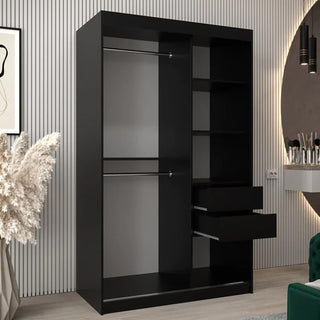 Vevey II Mirrored Wardrobe 2 Sliding Doors 120cm In Black