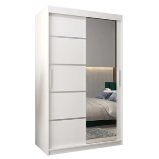 Vevey II Mirrored Wardrobe 2 Sliding Doors 120cm In White