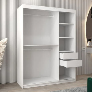 Vevey II Mirrored Wardrobe 2 Sliding Doors 150cm In White