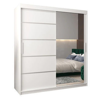 Vevey II Mirrored Wardrobe 2 Sliding Doors 180cm In White