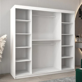 Vevey II Mirrored Wardrobe 2 Sliding Doors 200cm In White