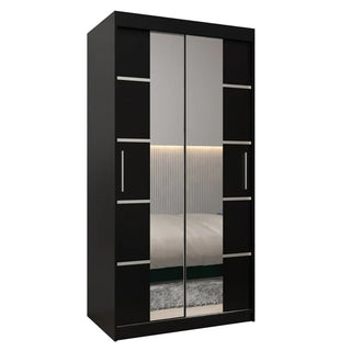 Vevey III Mirrored Wardrobe 2 Sliding Doors 100cm In Black
