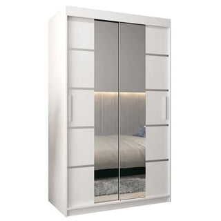 Vevey III Mirrored Wardrobe 2 Sliding Doors 120cm In White