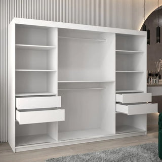 Vevey III Mirrored Wardrobe 3 Sliding Doors 250cm In White