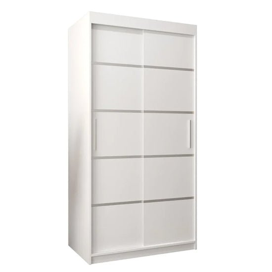 CHOICEWARDROBE Vevey I 100cm white 2-door sliding wardrobe with panelled front