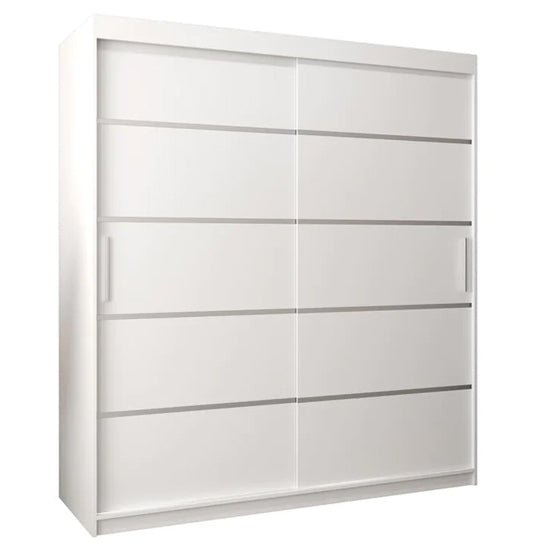 VEVEY I Wooden Wardrobe 180cm in White with 2 sliding doors