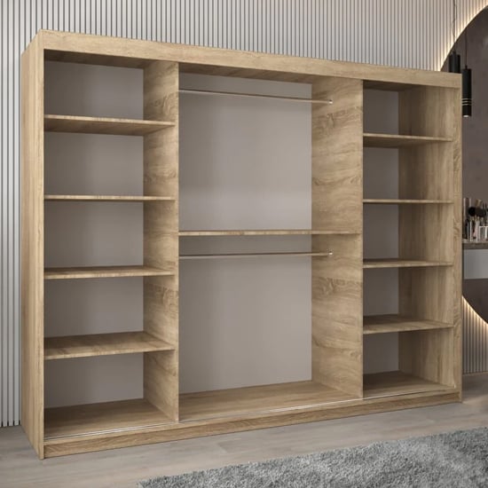 VEVEY I WOODEN WARDROBE 3 SLIDING DOORS 250CM SONOMA OAK