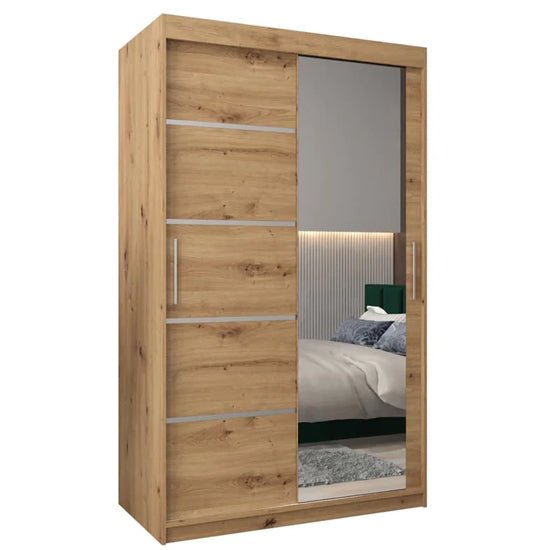 CHOICEWARDROBE 2-door sliding wardrobe in artisan oak with a mirrored door.