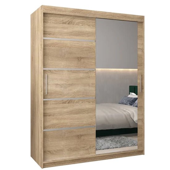 Vevey II 150cm Sonoma Oak sliding door wardrobe with mirrored door
