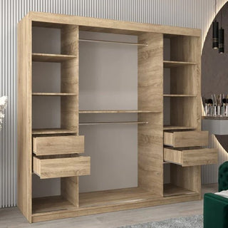 VEVEY II 200cm Sonoma Oak mirrored sliding door wardrobe