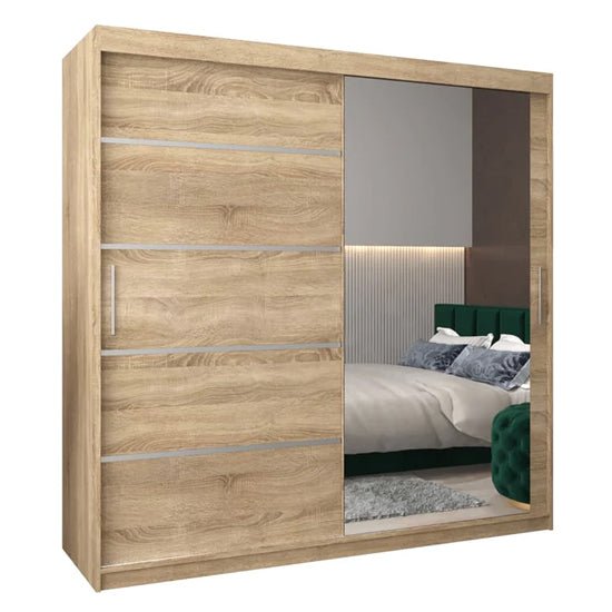 VEVEY II 200cm Sonoma Oak sliding door wardrobe with one mirrored door