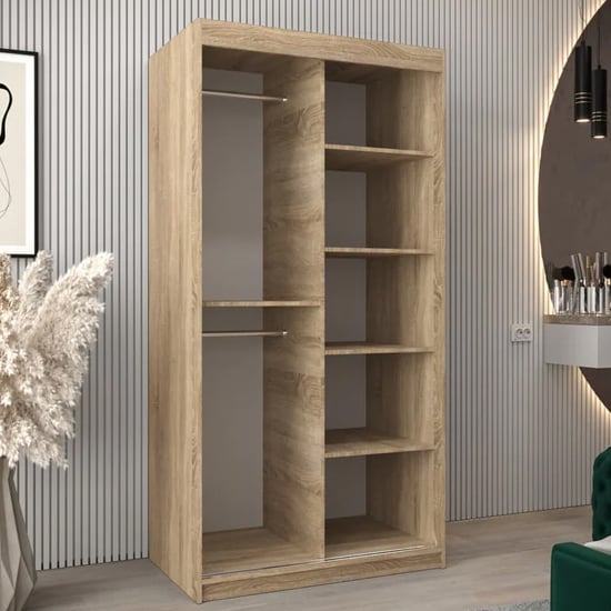 CHOICEWARDROBE Vevey III 100cm Sonoma Oak sliding wardrobe with mirrored doors