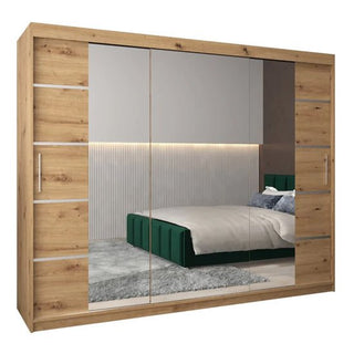VEVEY III 250cm Artisan Oak Sliding Door Wardrobe with 3 mirrored doors