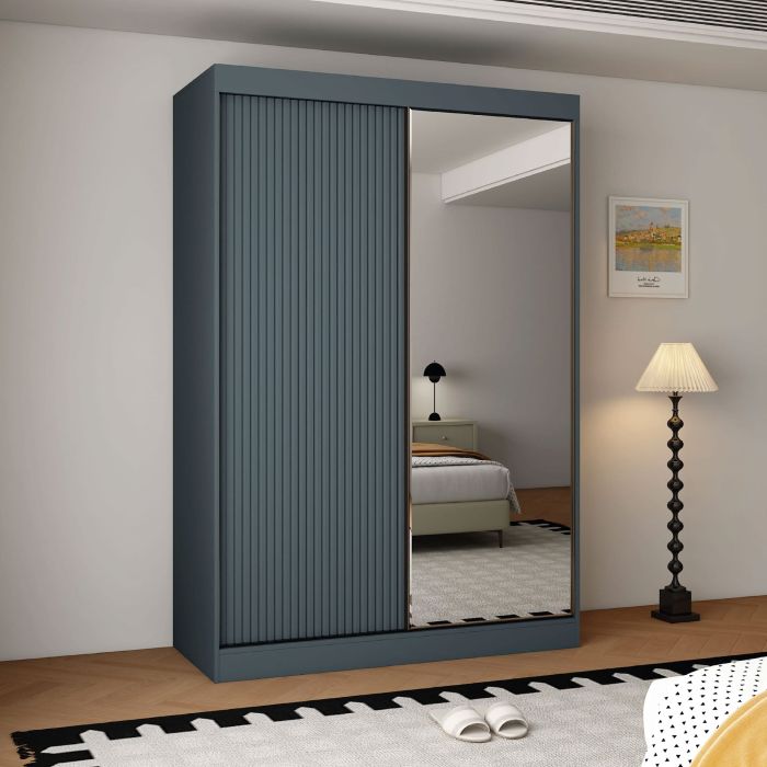 Vienna 2 150cm 2-Door Mirrored Sliding Wardrobe – Dark Grey – product image 3