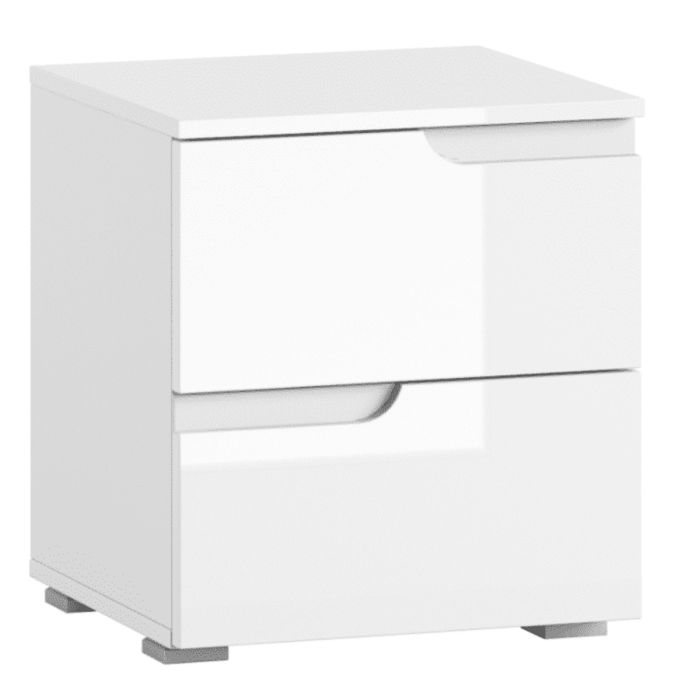 Viktoria 42cm 2-Drawer Bedside Table - White Gloss