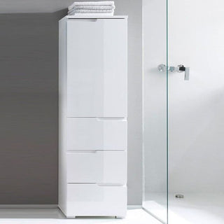 Viktoria 50cm Tallboy with Cupboard & 3 Drawers - White Gloss