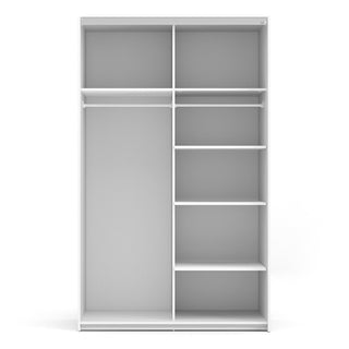 Vrok Sliding Wardrobe With 2 Oak Doors 5 Shelves In White