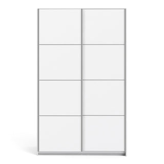 Vrok Sliding Wardrobe With 2 White Doors 2 Shelves In White