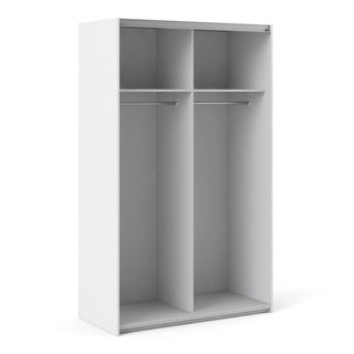 Vrok Sliding Wardrobe With 2 White Doors 2 Shelves In White