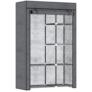 homcom rail and six shelf fabric wardrobe dark grey