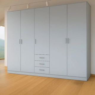 VIANNA 5 door wardrobe with 3 drawers in grey - 200cm