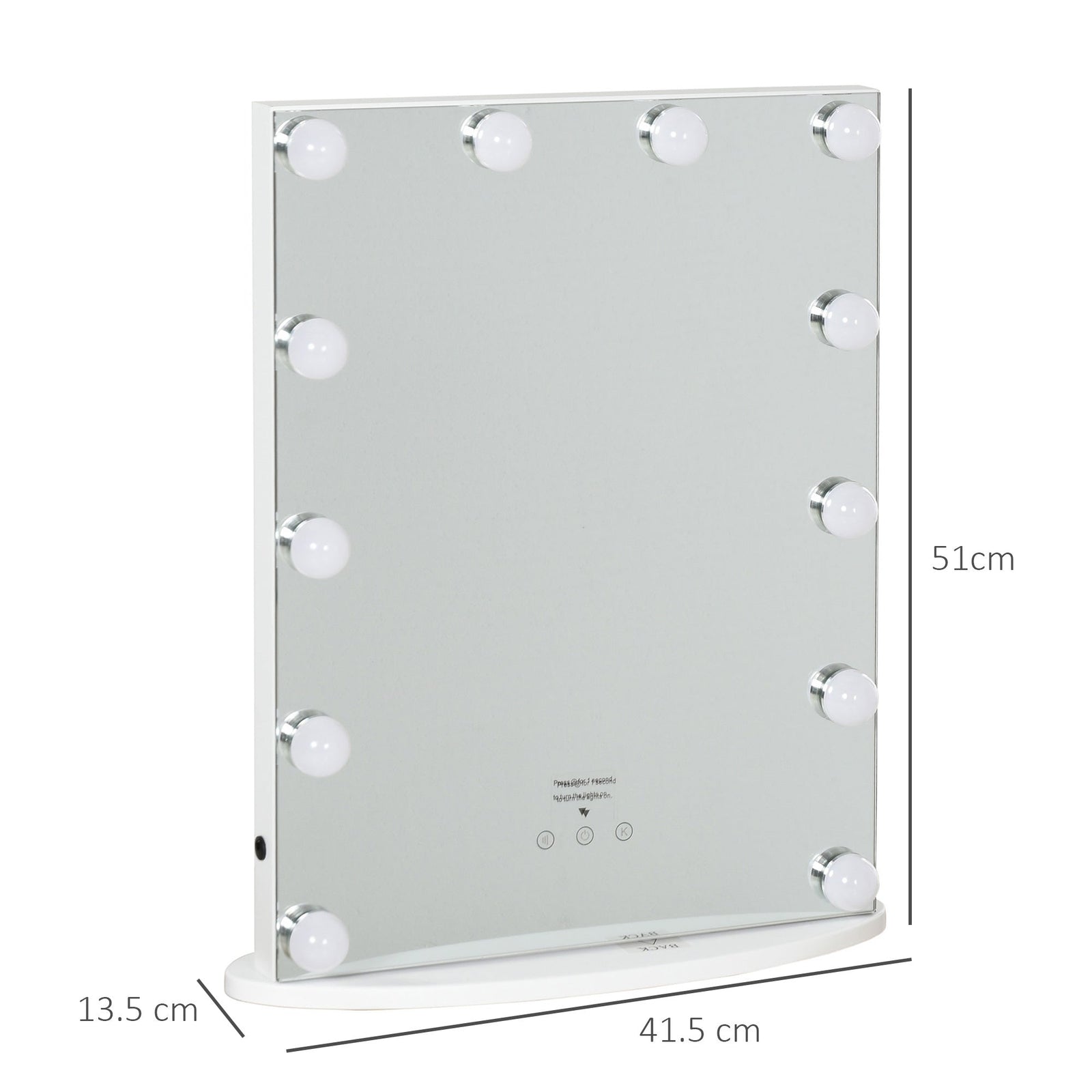 homcom hollywood mirror with lights for makeup dressing table lighted vanity mirror with 12 dimmable led bulbs and usb plug in power supply white