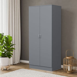 ARVELLO grey 2-door wardrobe with silver handles