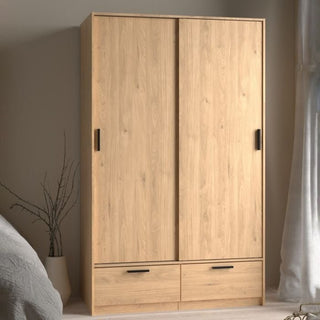 LACOSTE 2 door oak sliding wardrobe with 2 drawers