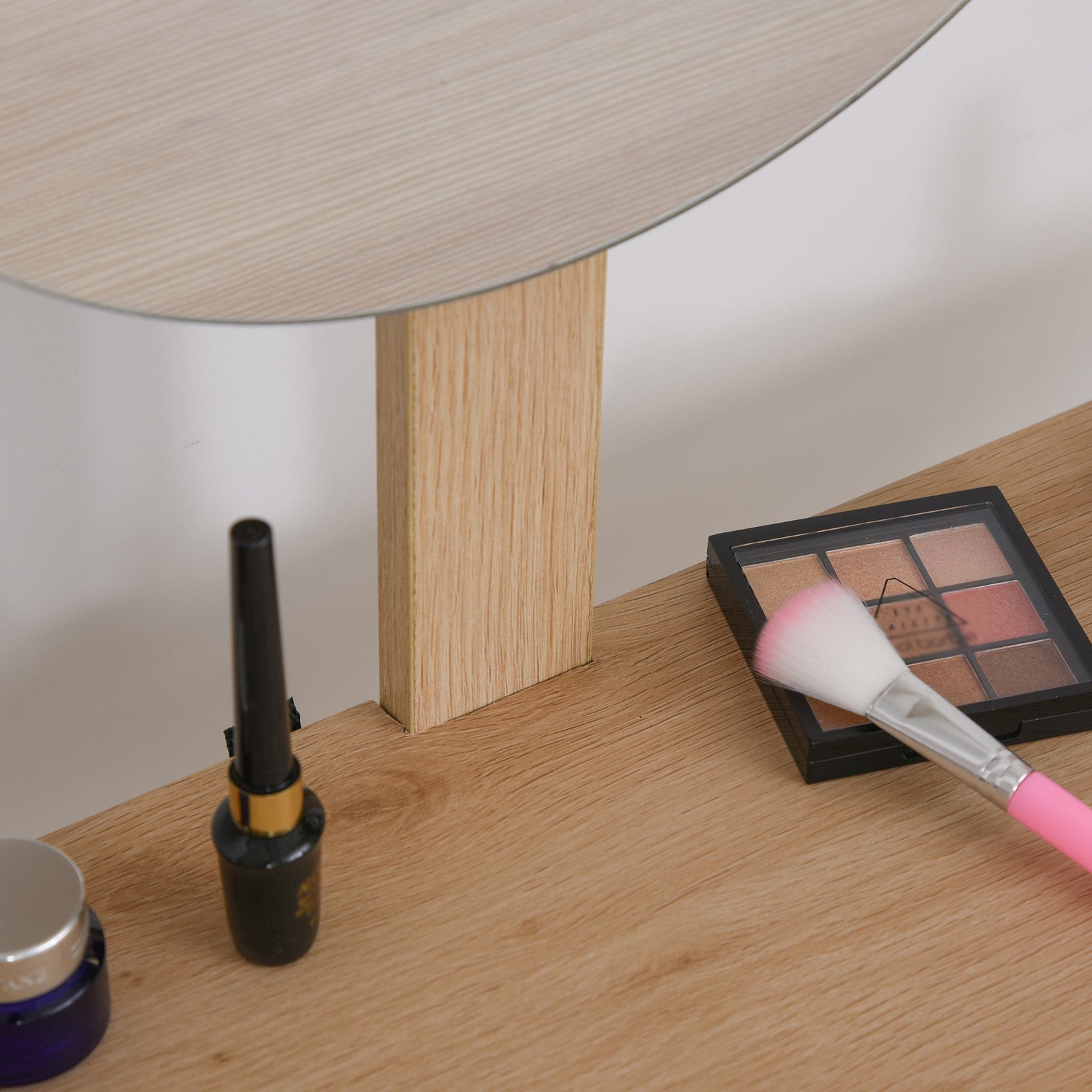 homcom dressing table with drawer and mirror height adjustable wooden oak color bedroom dressing room elegant and durable