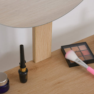 homcom dressing table with drawer and mirror height adjustable wooden oak color bedroom dressing room elegant and durable