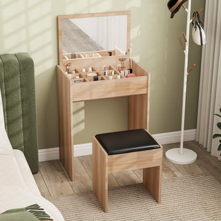 homcom dressing table with mirror and stool vanity makeup table with flip up mirror vanity desk with storage unit and padded seat wood