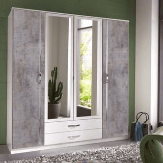 Wardrobe - RADNOR 4 Door Wardrobe Grey and White 180cm