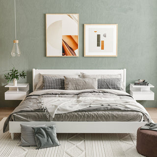 homcom set of two floating high gloss bedside tables white