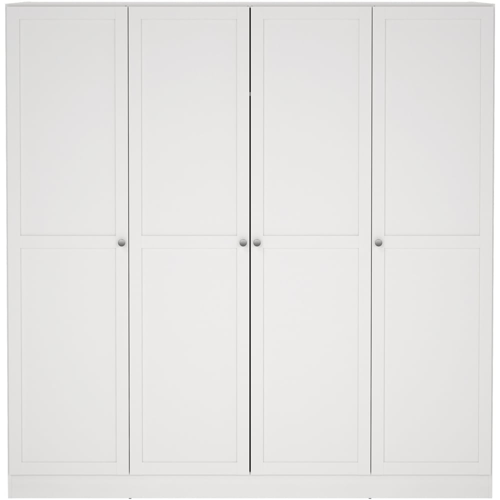 Florence Brande 4 door white wardrobe with paneled doors.