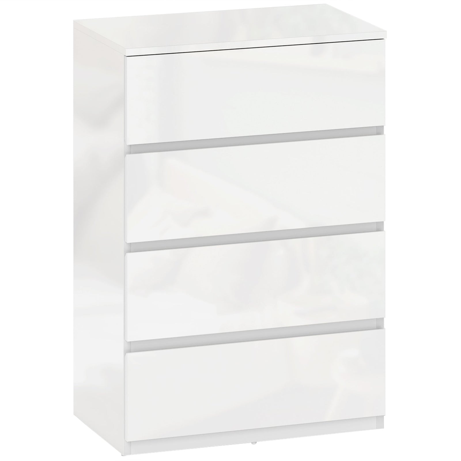 homcom high gloss chest of drawers 4 drawer storage cabinets modern dresser for bedroom white
