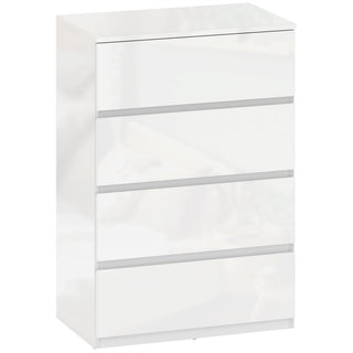 homcom high gloss chest of drawers 4 drawer storage cabinets modern dresser for bedroom white