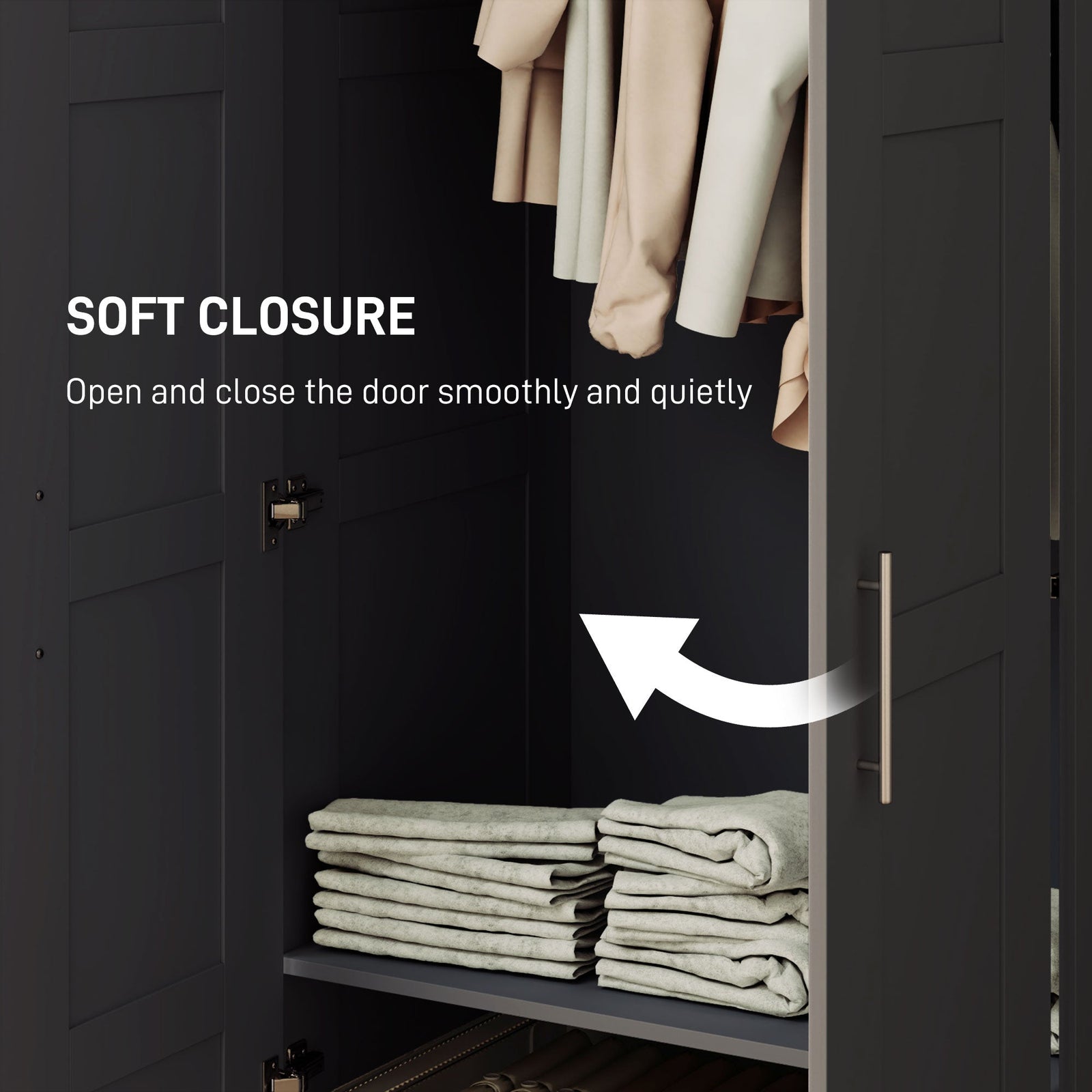 homcom double panel door wardrobe with shelves black