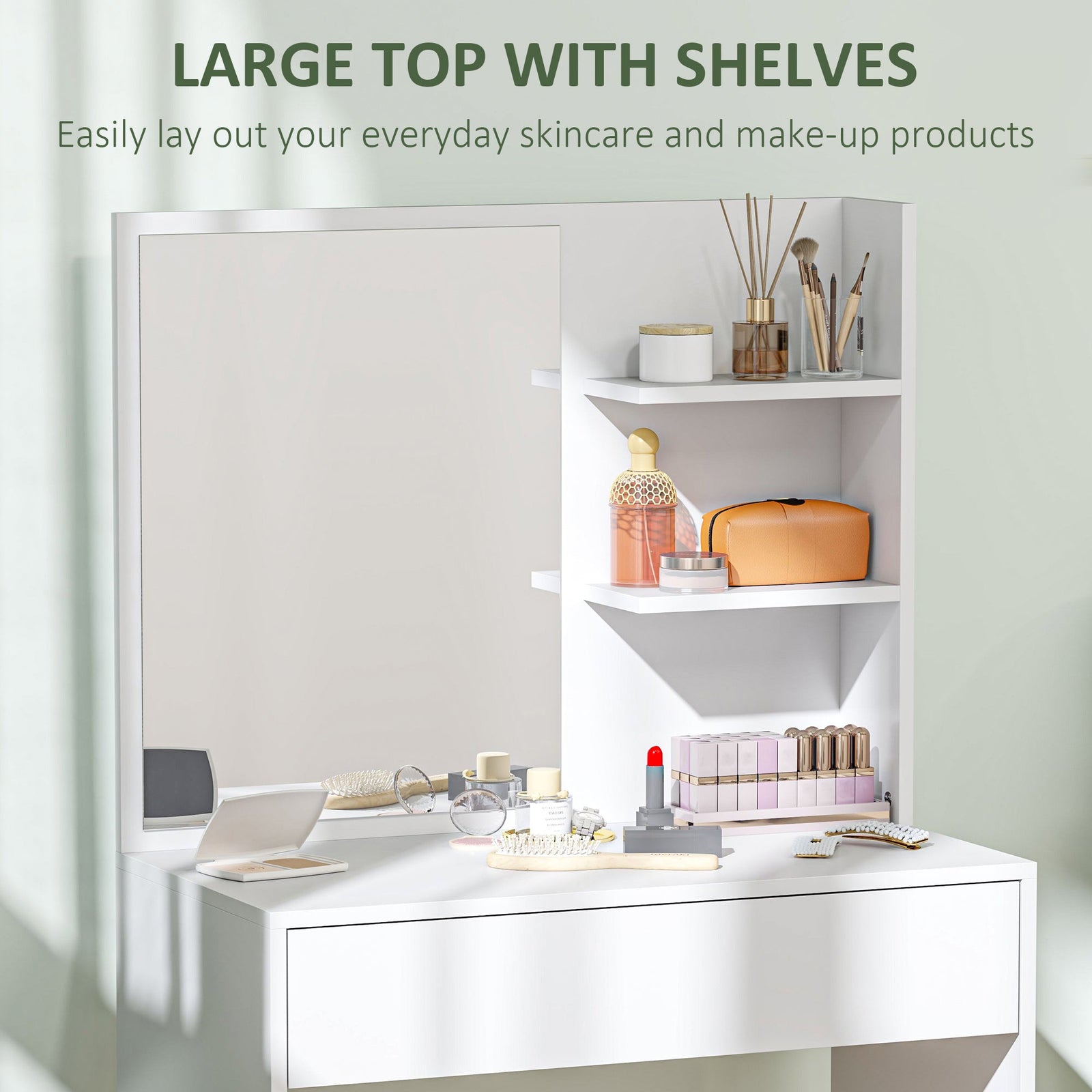 homcom dressing table with mirror and storage white