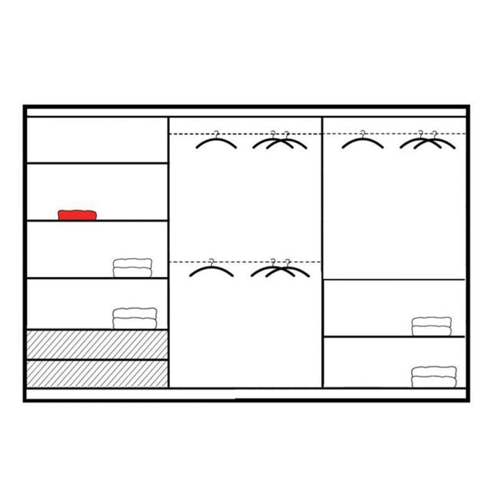 Oldham 250cm 3-Door Mirrored Sliding Wardrobe – White – product image 4